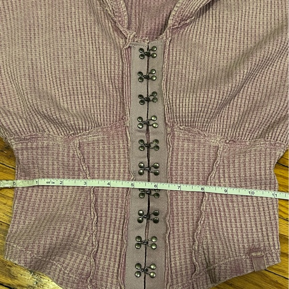 NEW FREE PEOPLE We The Free Cherry Girls Night Thermal Hoodie Sweater Pink XS - Picture 11 of 14